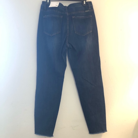 KanCan Jeans Skinny Jeans Dark Wash Fringe & Zipper Hem Sz 9/28 BNWT Style 7285D - Picture 8 of 13